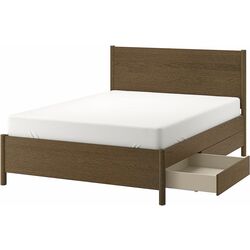 Pat Ikea Tonstad/Lonset cu 4 sertare 140x200 (Furnir Stejar Vopsit Maro) Thumb