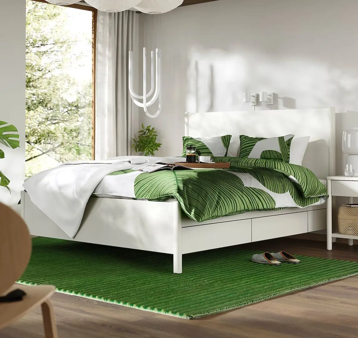 Pat Ikea Tonstad/Lonset cu 4 sertare 160x200 (Alb)