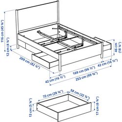 Pat Ikea Tonstad/Lonset cu 4 sertare 160x200 (Furnir Stejar) Thumb