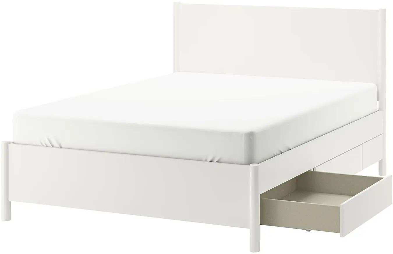 Кровать Ikea Tonstad/Luroy с 4 ящиками 140x200 (Белый)