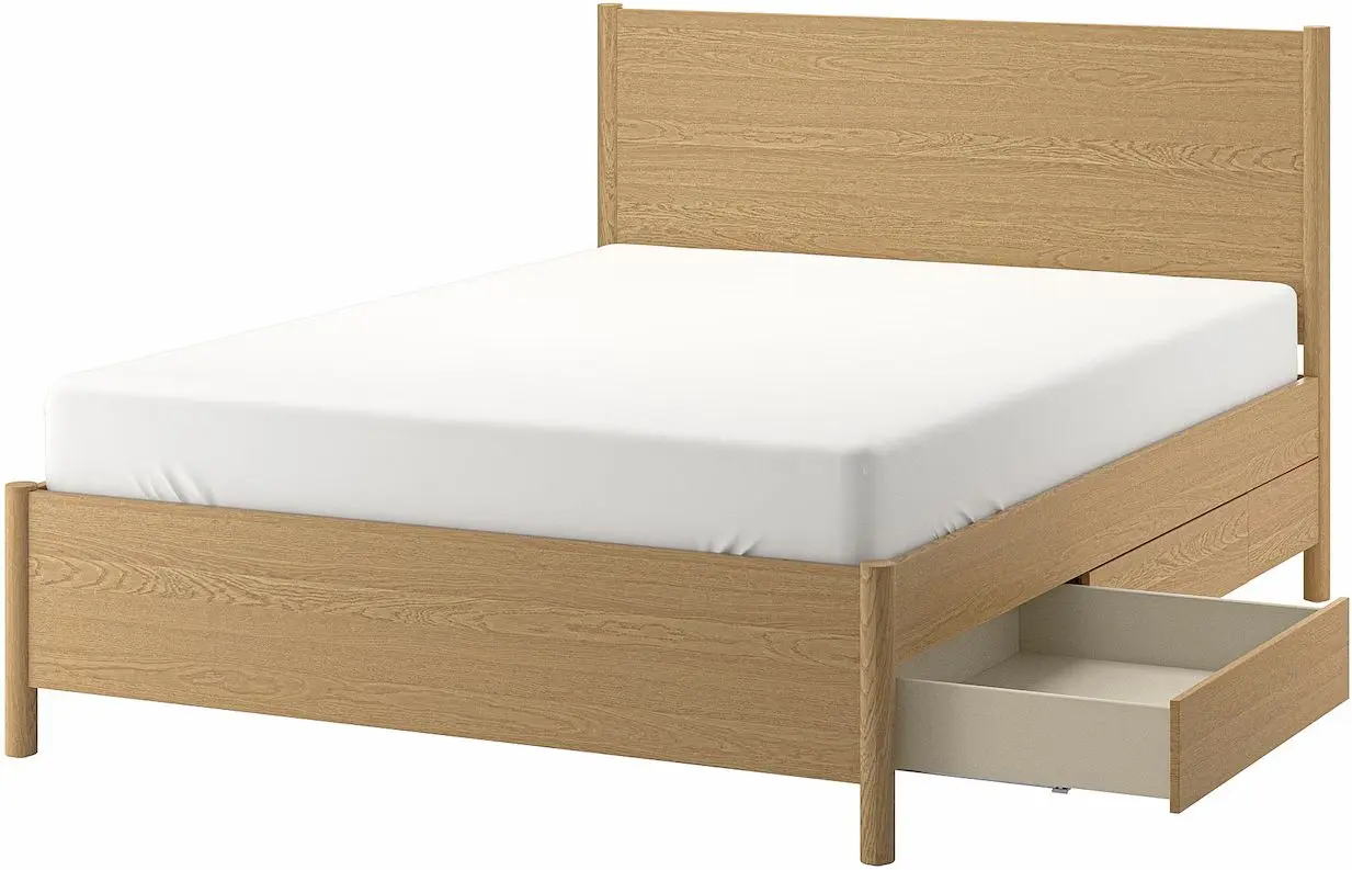Кровать Ikea Tonstad/Luroy с 4 ящиками 140x200 (Дубовый Шпон) - 6
