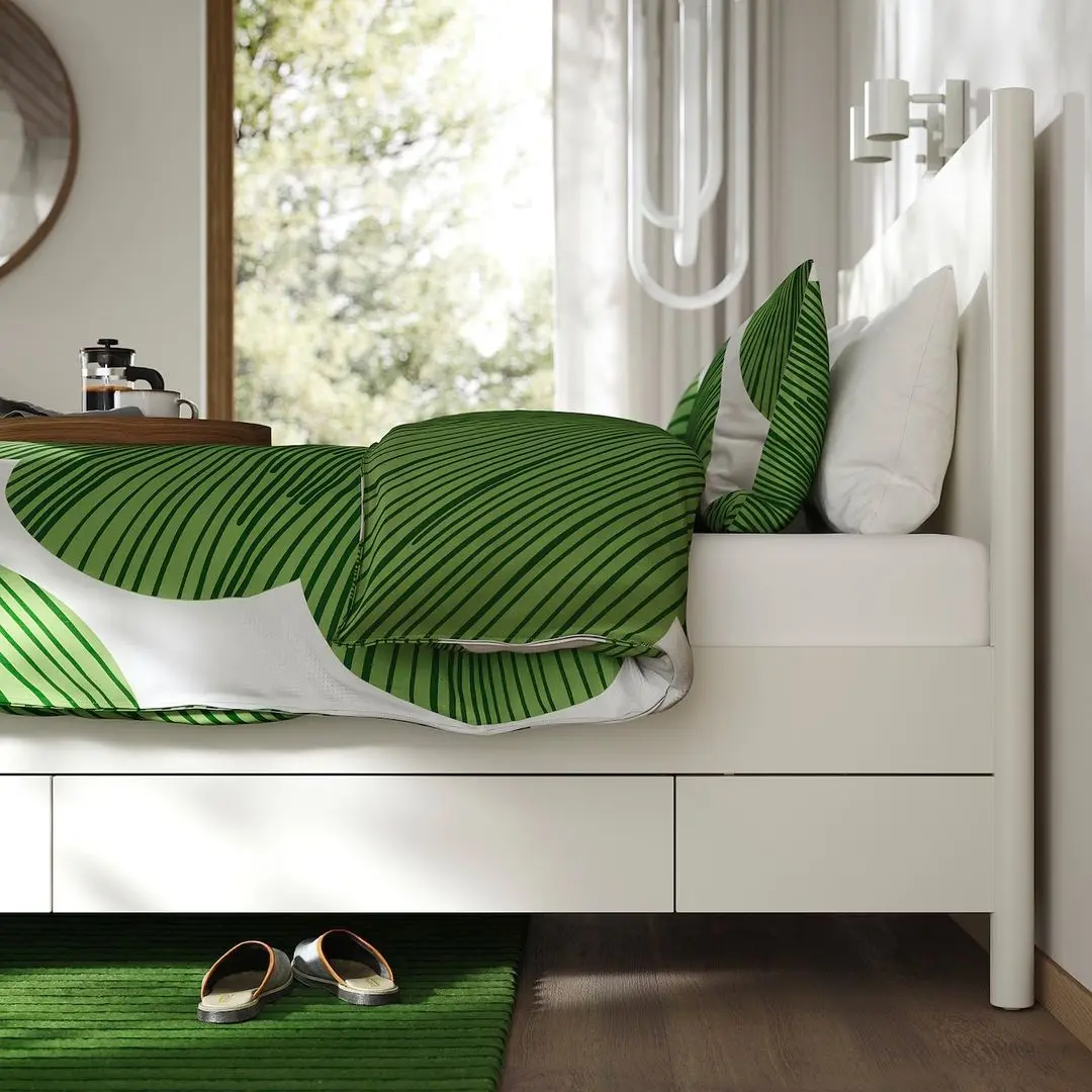 Кровать Ikea Tonstad/Luroy с 4 ящиками 160x200 (Белый) - 2