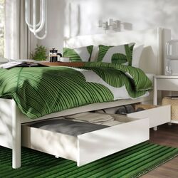 Кровать Ikea Tonstad/Luroy с 4 ящиками 160x200 (Белый) Thumb