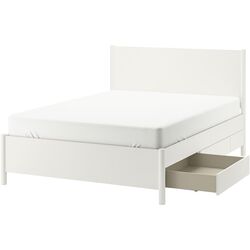Кровать Ikea Tonstad/Luroy с 4 ящиками 160x200 (Белый) Thumb