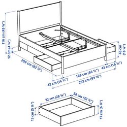 Pat Ikea Tonstad cu 4 sertare 160x200 (Stejar) Thumb