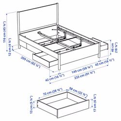 Pat Ikea Tonstad cutii depozitare 140x200 (Alb) Thumb