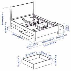 Pat Ikea Tonstad cutii depozitare 160x200 (Alb) Thumb