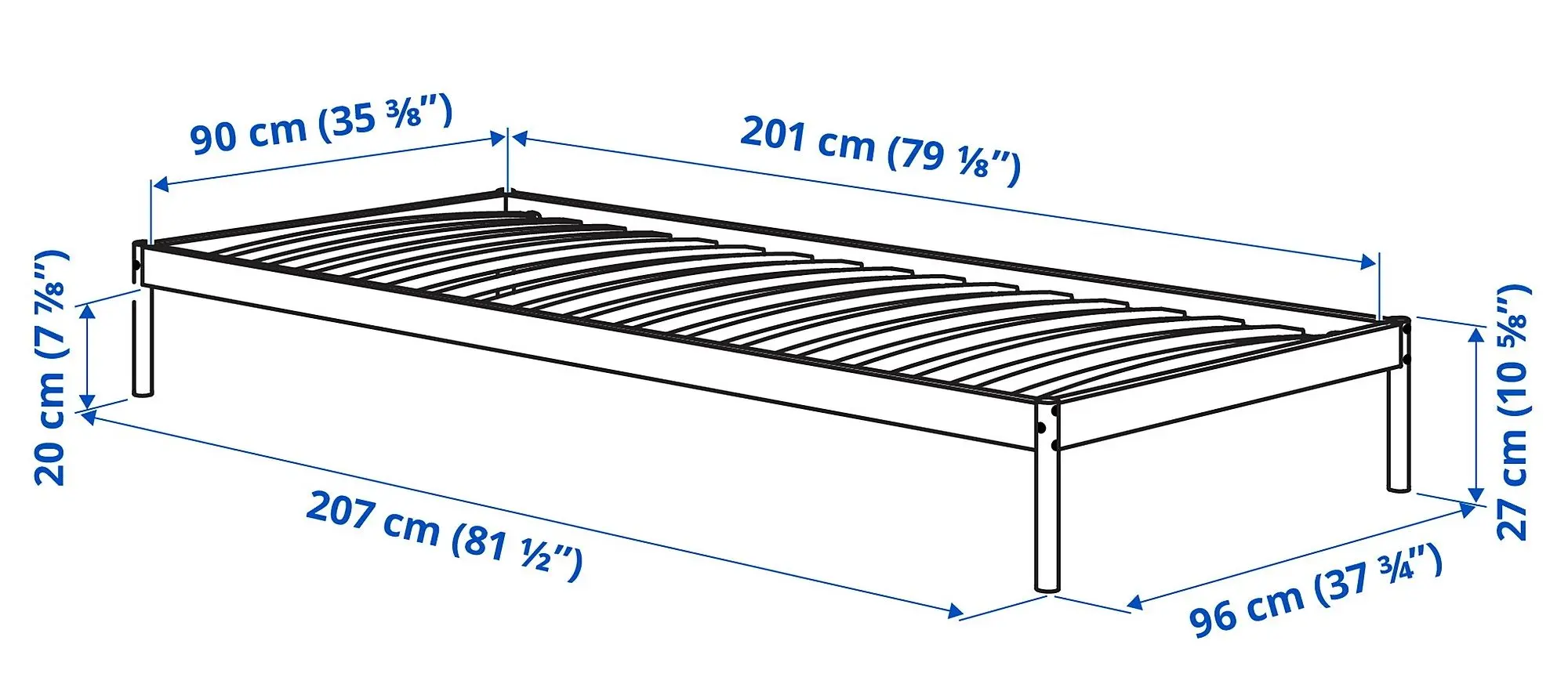 Pat Ikea Vevelstad 3 tablii 90x200 (Alb/Tolkning Ratan)