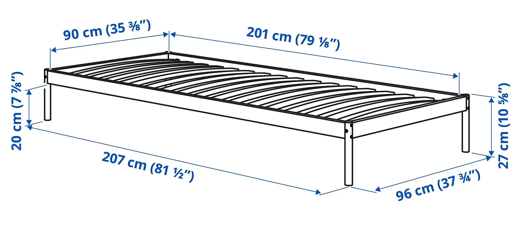Кровать Ikea Vevelstad 90x200 (Белый)