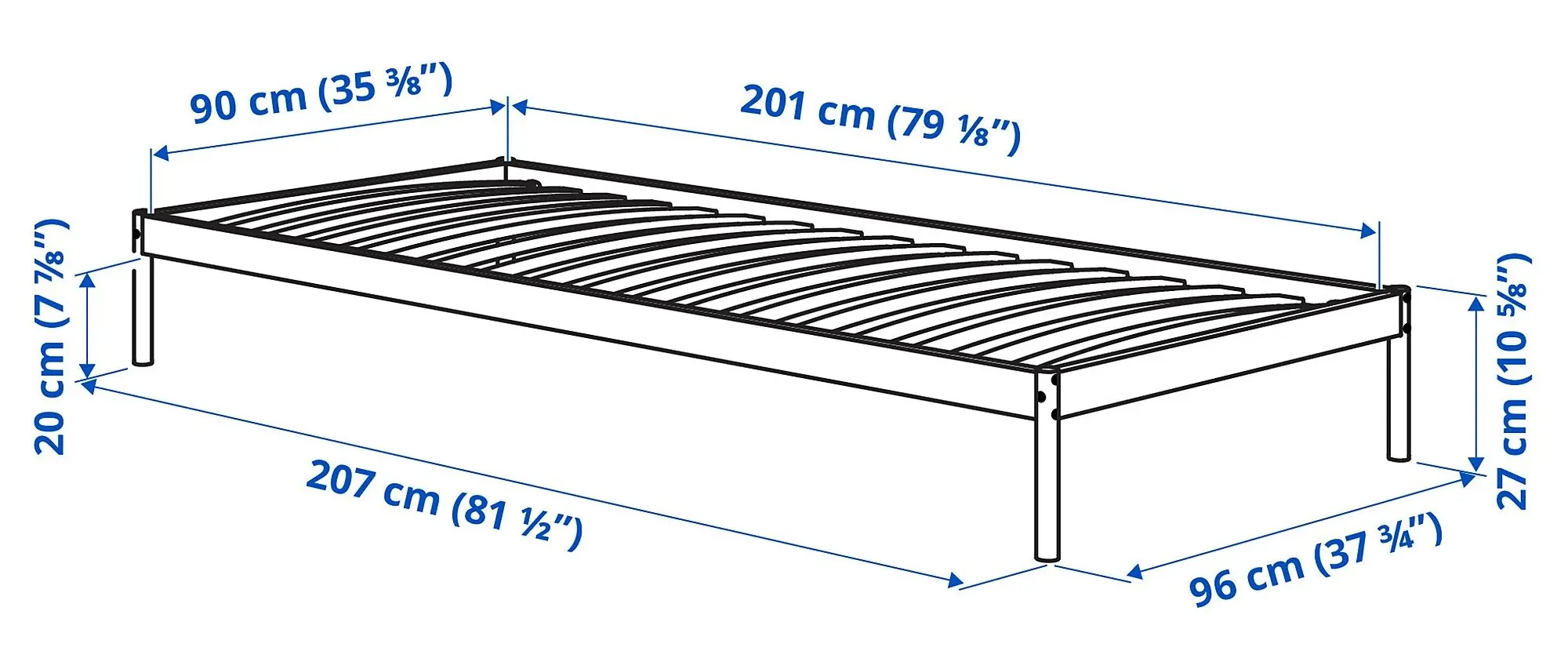 Pat Ikea Vevelstad cu tablie 90x200 (Alb/Tolkning Ratan)