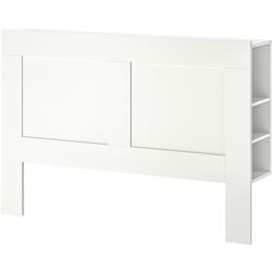 Pat + noptieră Ikea Brimnes cu depozitare/tablie 180x200 (Alb) Thumb