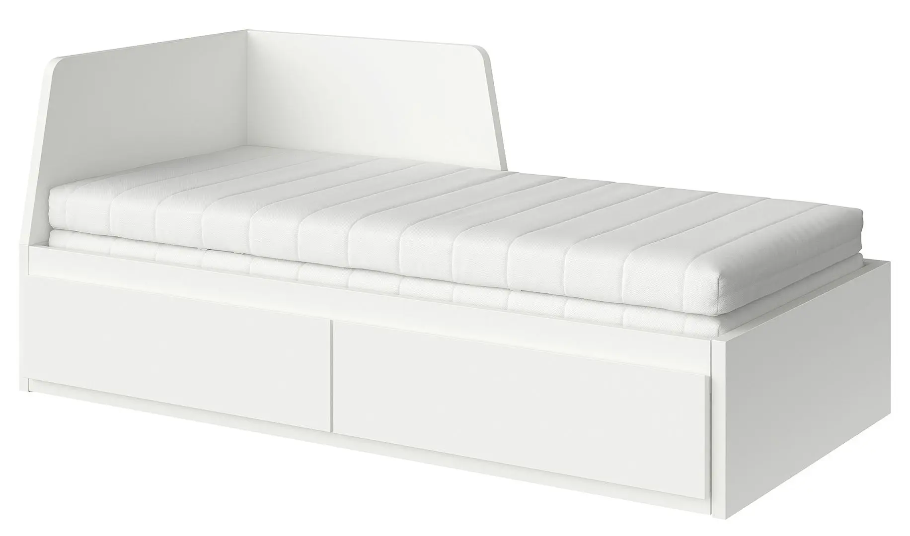 Pat extensibil Ikea Flekke Afjall 2 sertare/2 saltele 80x200 (Alb/Fermitate Medie)