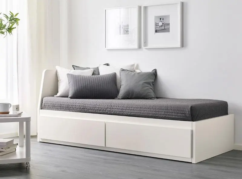 Pat extensibil Ikea Flekke Afjall 2 sertare/2 saltele 80x200 (Alb/Ferma)