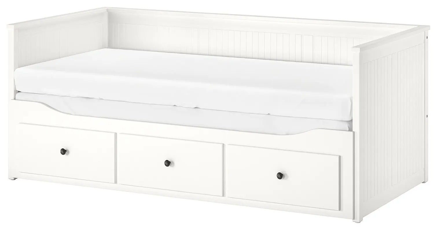 Pat extensibil Ikea Hemnes 3 sertare/2 saltele 80х200 (Alb/Moshult Ferma)