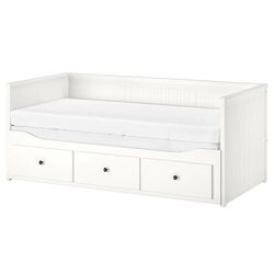 Pat extensibil Ikea Hemnes 3 sertare/2 saltele 80x200 (Alb/Vannareid/Extra Fermă)