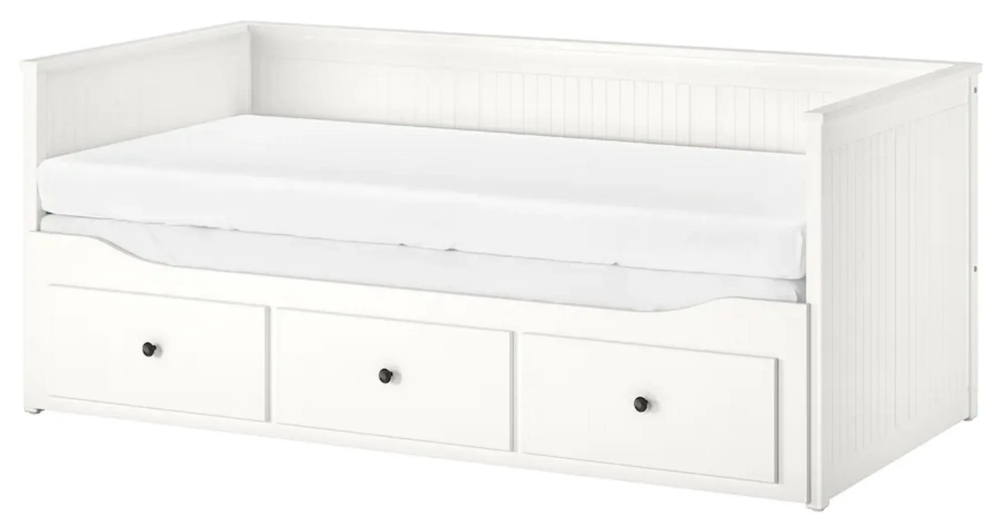 Pat extensibil Ikea Hemnes 3 sertare/2 saltele 80x200 (Alb/Vannareid/Extra Fermă)