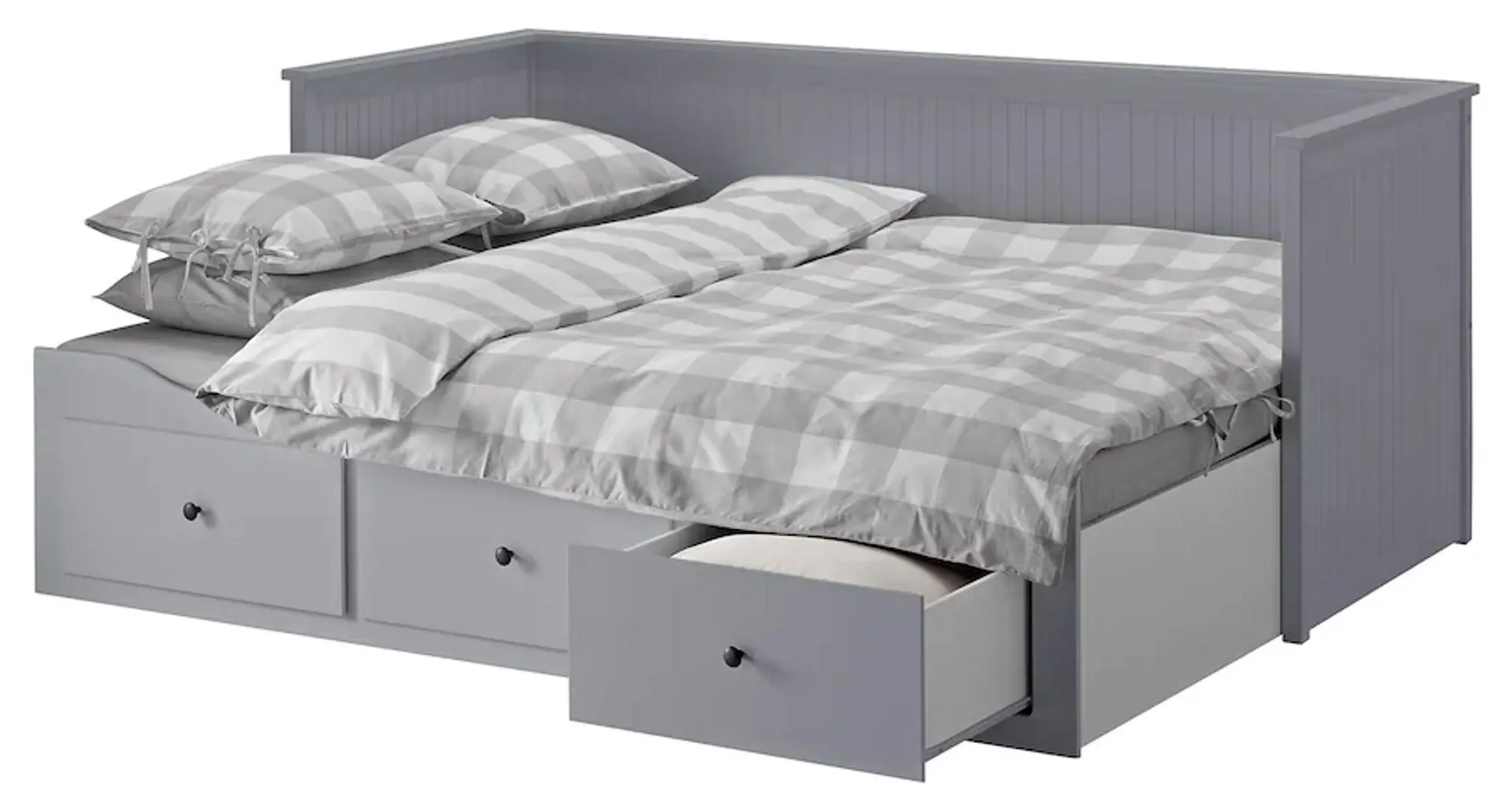 Pat extensibil Ikea Hemnes 3 sertare/2 saltele 80x200 (Gri Agotnes/Fermă)