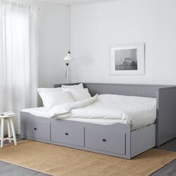 Pat extensibil Ikea Hemnes 3 sertare/2 saltele 80x200 (Gri Agotnes/Fermă) Thumb