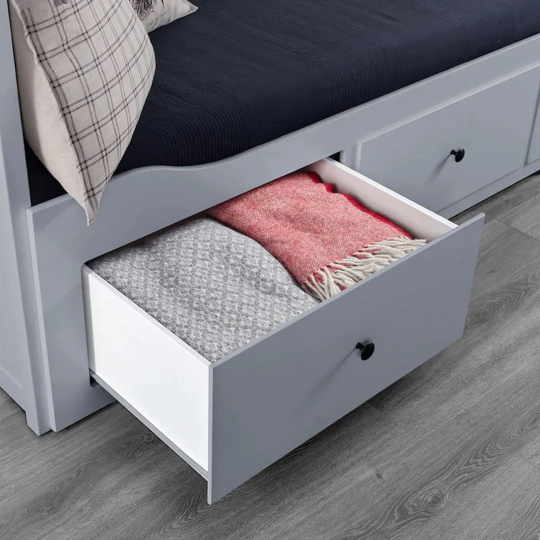 Pat extensibil Ikea Hemnes 3 sertare/2 saltele 80x200 (Gri Vannareid/Extra Fermă) - 5