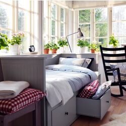 Pat extensibil Ikea Hemnes 3 sertare/2 saltele 80x200 (Gri Vannareid/Extra Fermă) Thumb