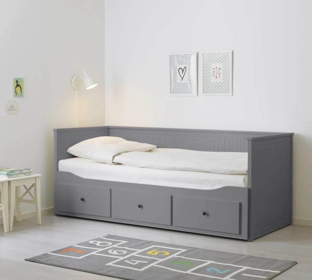 Pat extensibil Ikea Hemnes Afjall 80x200 (Gri/Fermitate Medie)