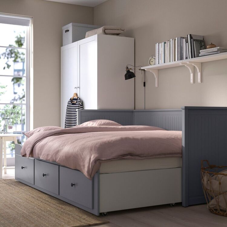 Кровать раскладная Ikea Hemnes Afjall 80x200 (Серый/Жесткий) купить в ...