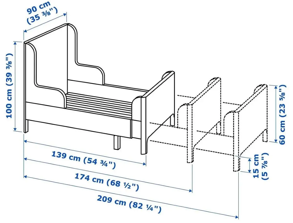 Pat extensibil Ikea Busunge 80x200 (Roz Deschis)