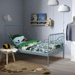 Кровать раздвижная Ikea Minnen с основанием 80x200 (Серо-голубой)