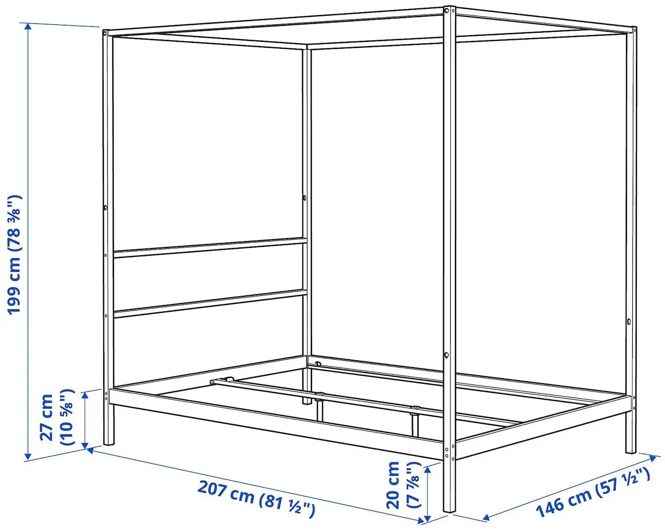 Pat cu baldachin Ikea Vitarna 140x200 (Alb)