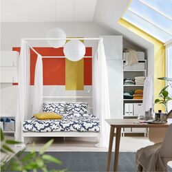 Pat cu baldachin Ikea Vitarna 140x200 (Alb) Thumb