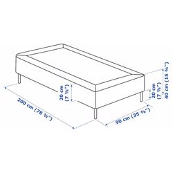 Baza Ikea Lyngor/Bjorli cu picioare 90x200 20cm (Gri Inchis) Thumb