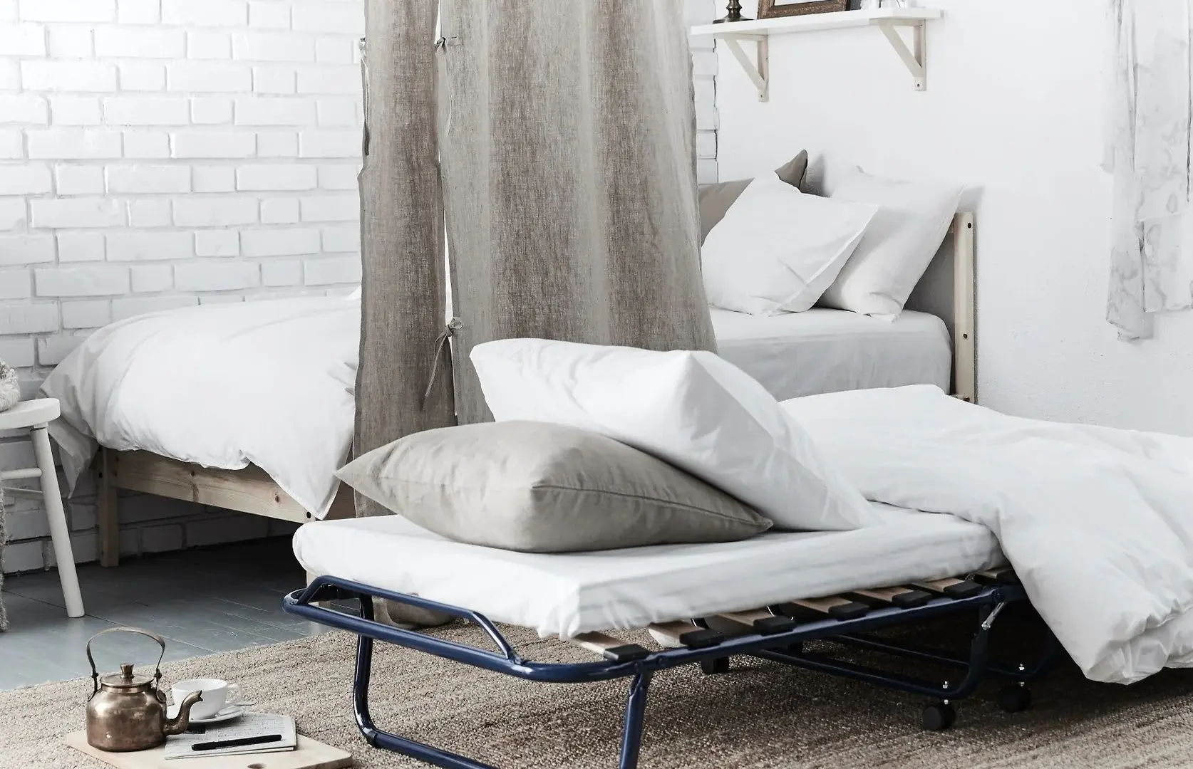 Pat pliant Ikea Sandvika 80x190 cm (Alb.Albastru) - 2