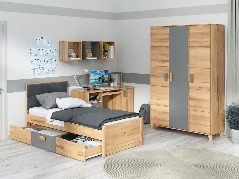 Кровать Klen Rainbow 90x200 (Natural/Dark Grey) - 3