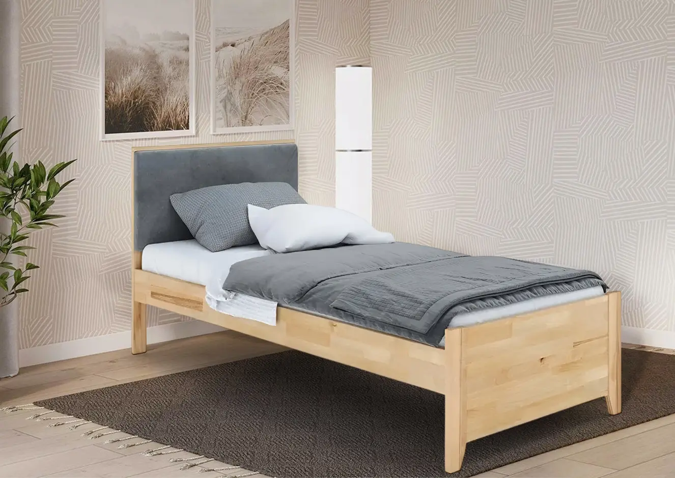 Кровать Klen Rainbow 90x200 (Natural/Dark Grey)