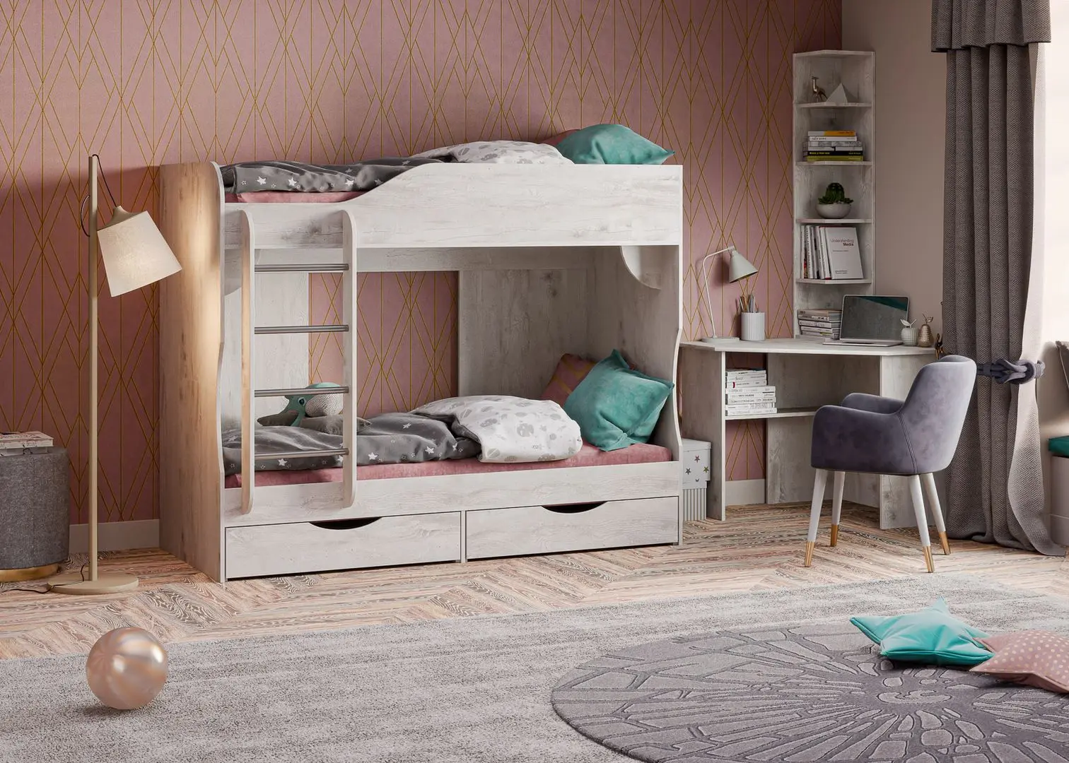 Двухъярусная кровать КМК 0741.23 Атланта 3 80x200 (Бетон Пайн Светлый) - 3