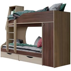 Двухъярусная кровать КМК 0741.24 Атланта 5 80x200 (Ясень Шимо Светлый/Ясень Шимо Темный)