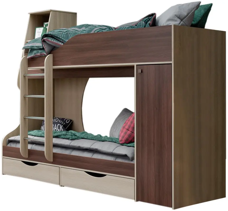 Двухъярусная кровать КМК 0741.24 Атланта 5 80x200 (Ясень Шимо Светлый/Ясень Шимо Темный)