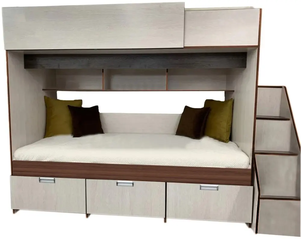 Кровать двухъярусная КМК 0527 Бамбино 3-1 90x195 (Дуб Атланта/Орех)