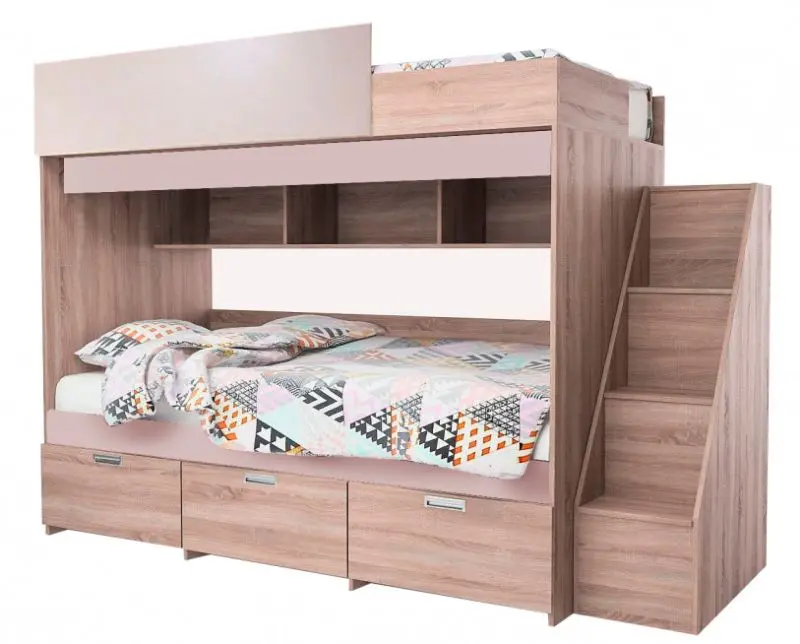 Кровать двухъярусная КМК 0527 Бамбино 3-1 90x195 (Дуб Сонома/Капучино)