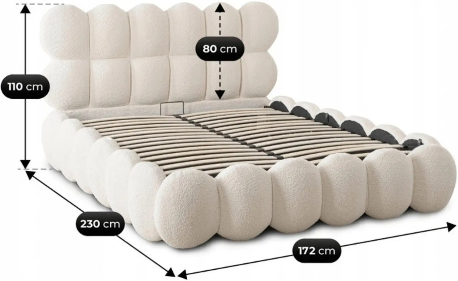 Pat Mebel Elite Ankara 140x200 Boucle cu mecanism de ridicare (Cream) - 7