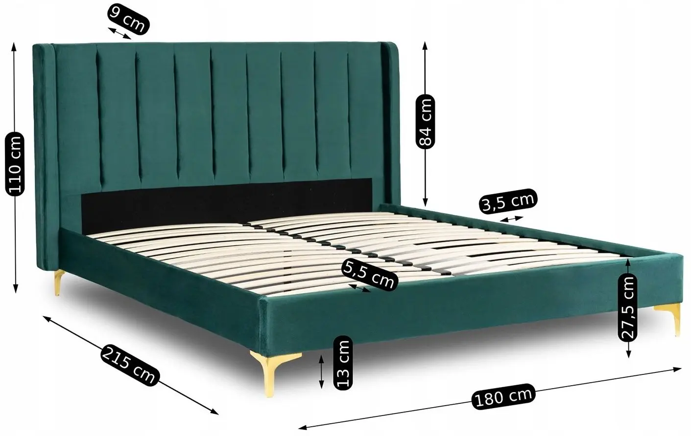 Pat Mebel Elite Aria 160x200 (Dark Green/Gold) - 2