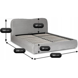 Pat Mebel Elite Bristol mecanism de ridicare 140x200 Velour (Grey) Thumb