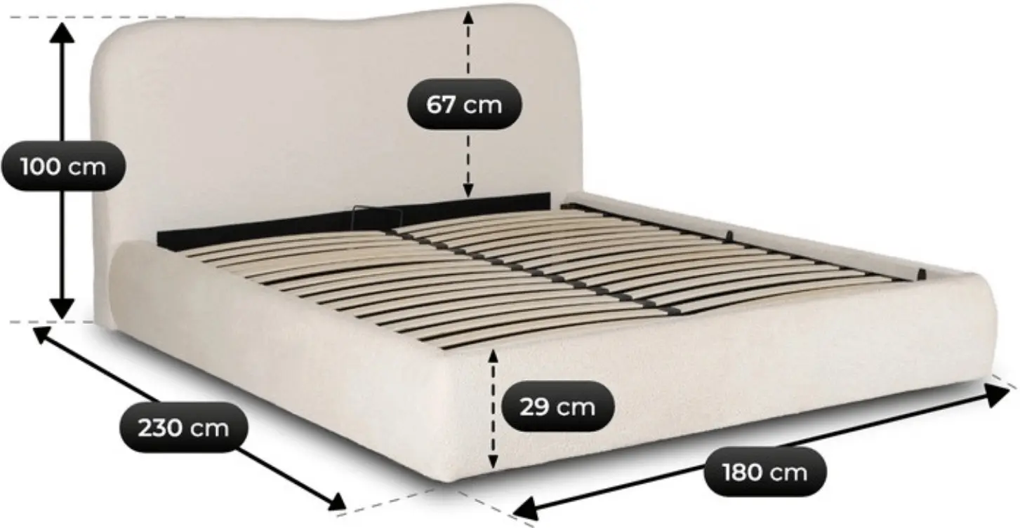 Pat Mebel Elite Bristol mecanism de ridicare 160x200 Boucle (Cream) - 9
