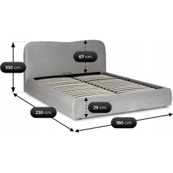 Pat Mebel Elite Bristol mecanism de ridicare 160x200 Velour (Grey) Thumb