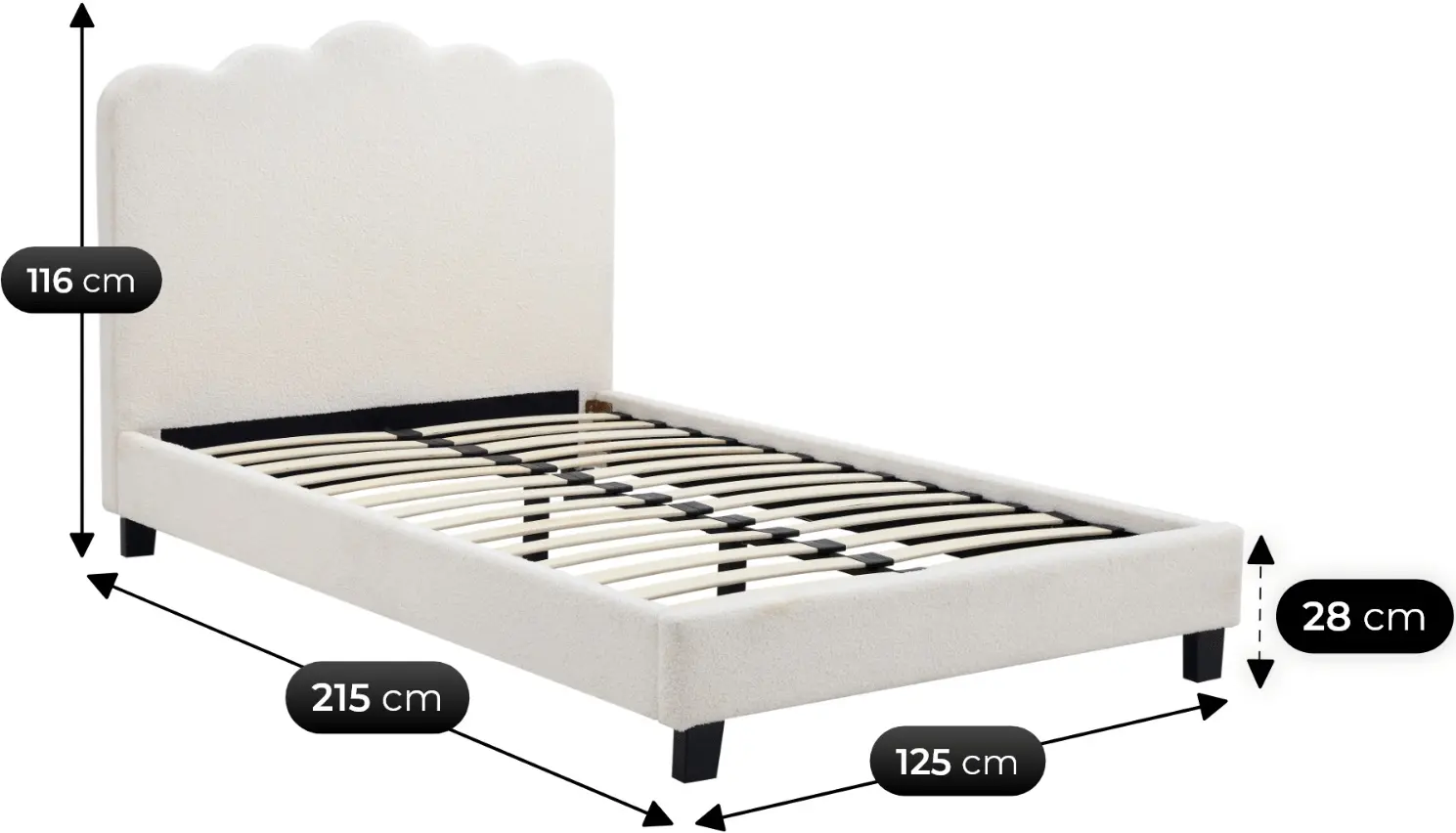 Кровать Mebel Elite Crater 120x200 Boucle (Cream) - 3