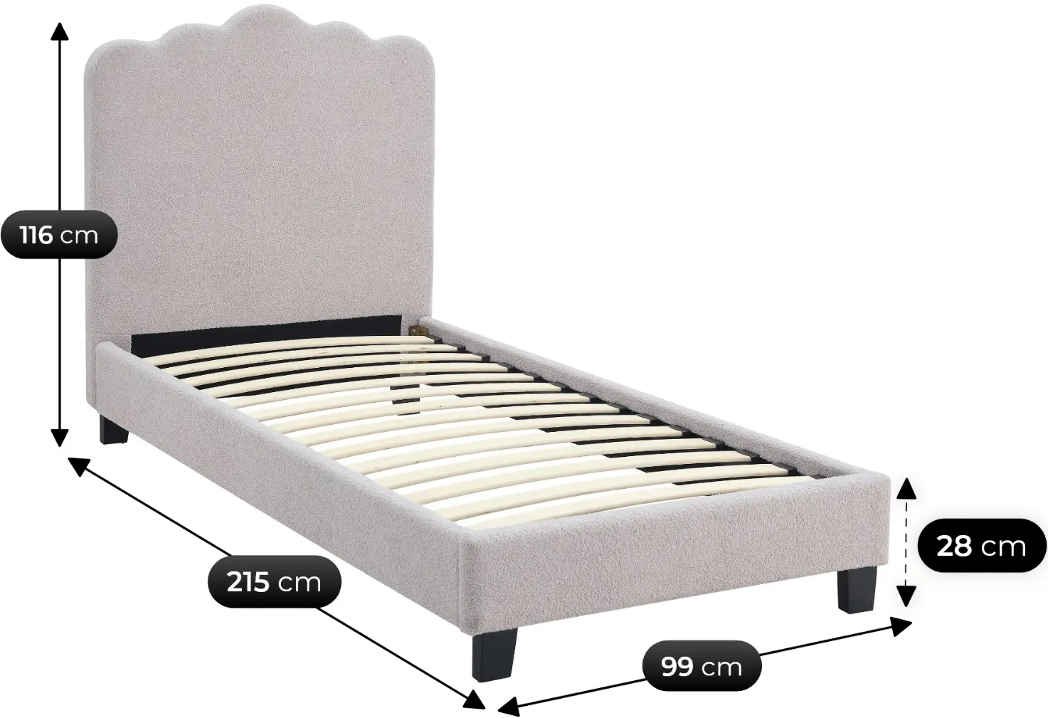 Кровать Mebel Elite Crater 90x200 Boucle (Grey) - 3