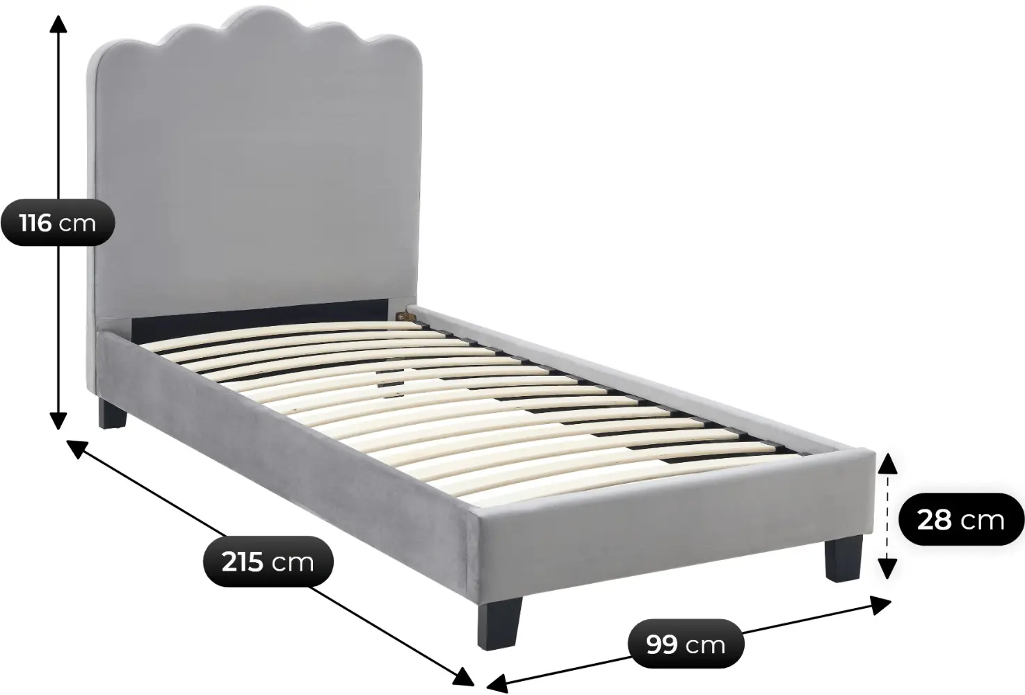 Кровать Mebel Elite Crater 90x200 Velour (Grey) - 3