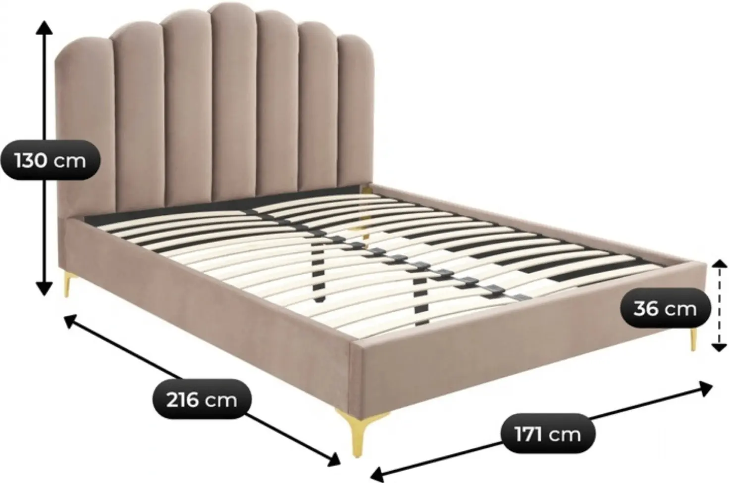 Кровать Mebel Elite Gemini 160x200 Velour (Beige) - 3