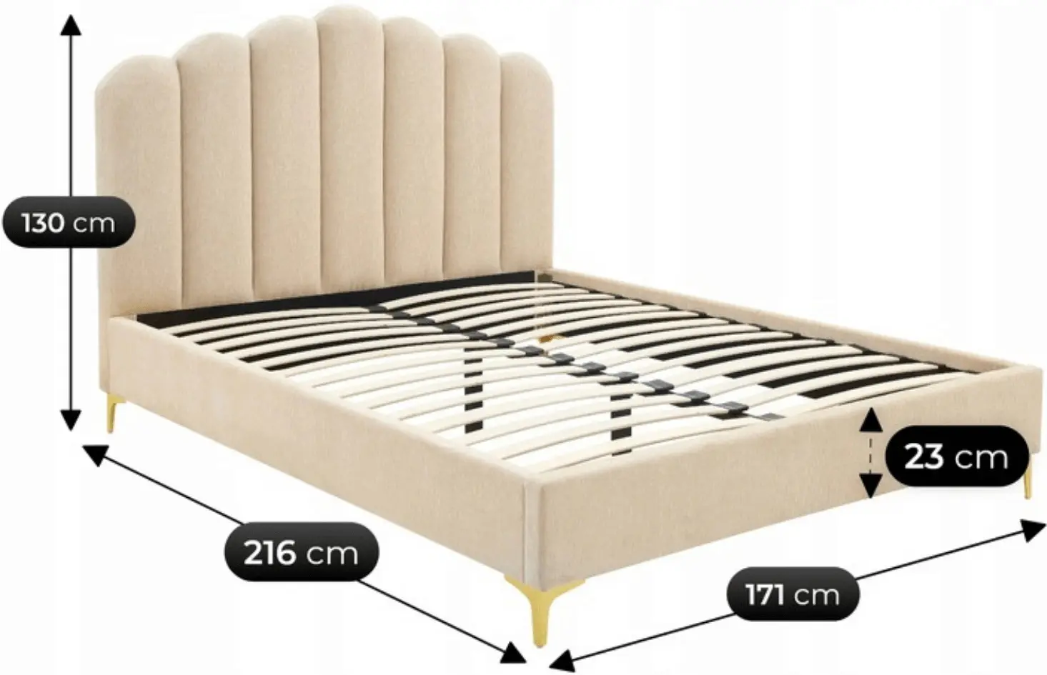 Кровать Mebel Elite Gemini 160x200 Velour (Cream) - 3