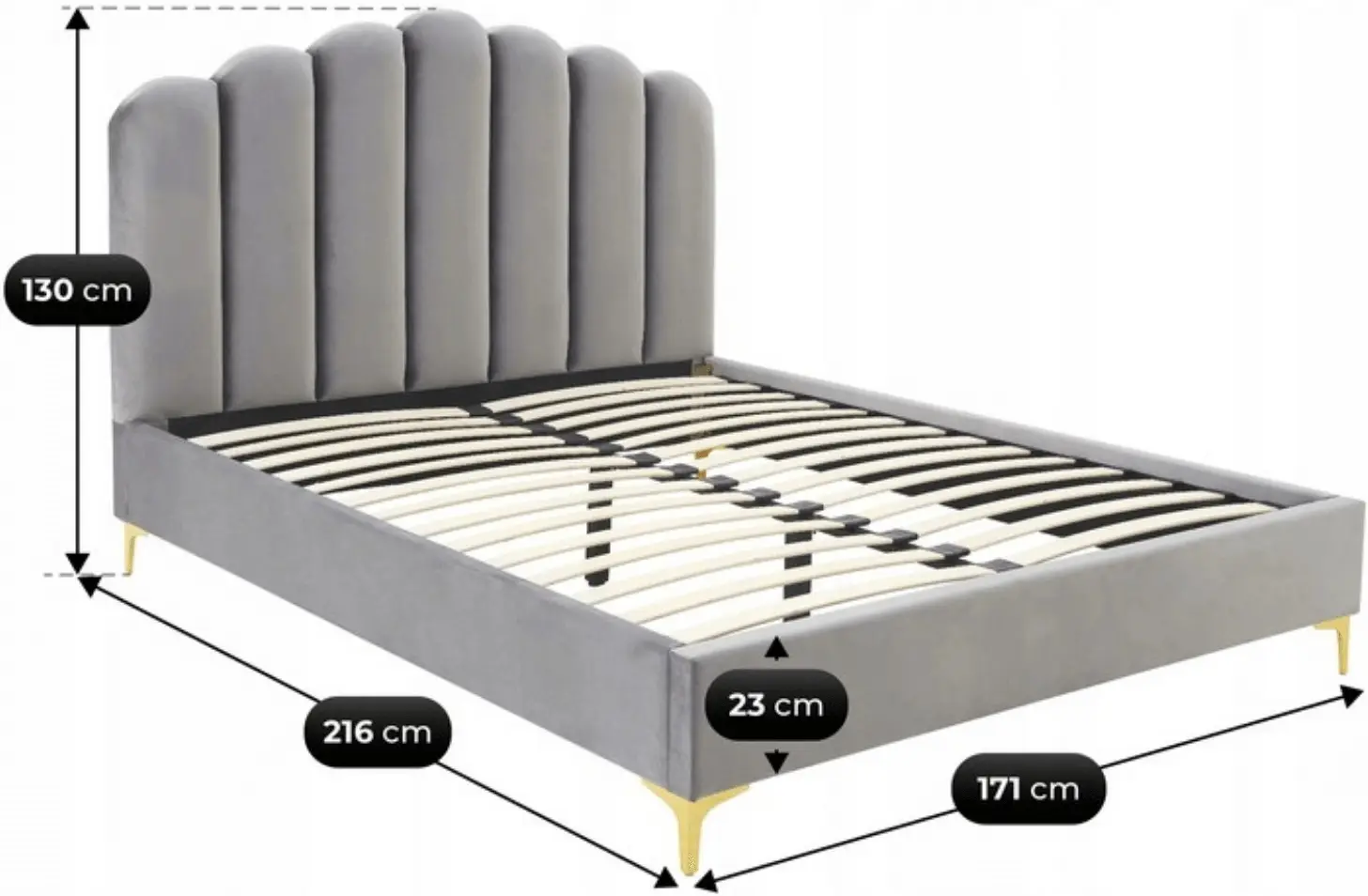 Кровать Mebel Elite Gemini 160x200 Velour (Grey) - 3